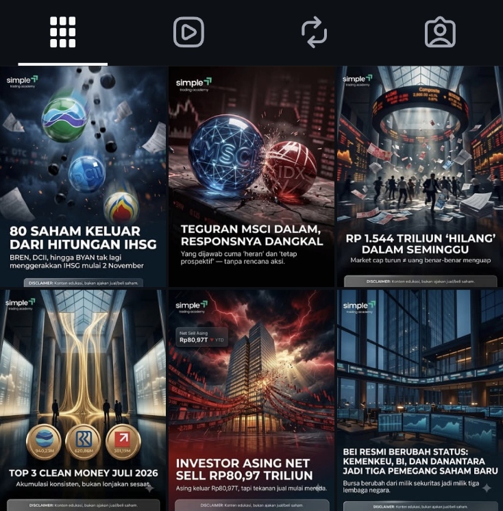Contoh konten Instagram Simple Trading Academy